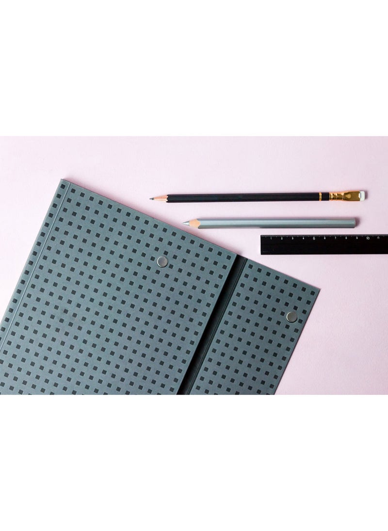 Paper-Oh Quadro Grey on Black B6.5 Lined Wrap Closure 112pages 100gsm Notebook - Image 4