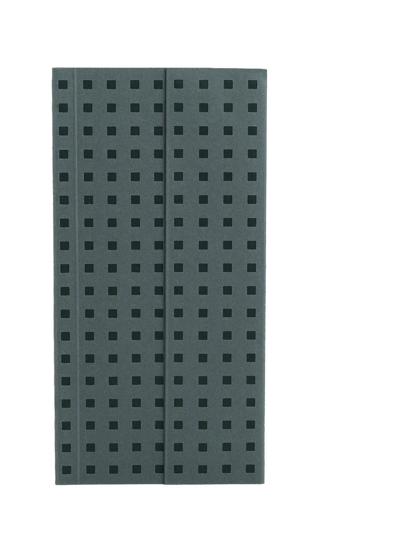 Paper-Oh Quadro Grey on Black B6.5 Lined Wrap Closure 112pages 100gsm Notebook - Image 1