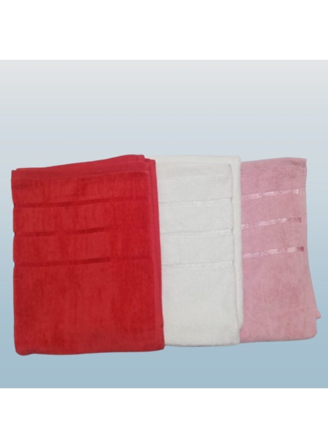 طقم فوطة وش قطن وش قطيفة مقاس 50x100 سم عدد 3 قطع جودة عالية - Image 1