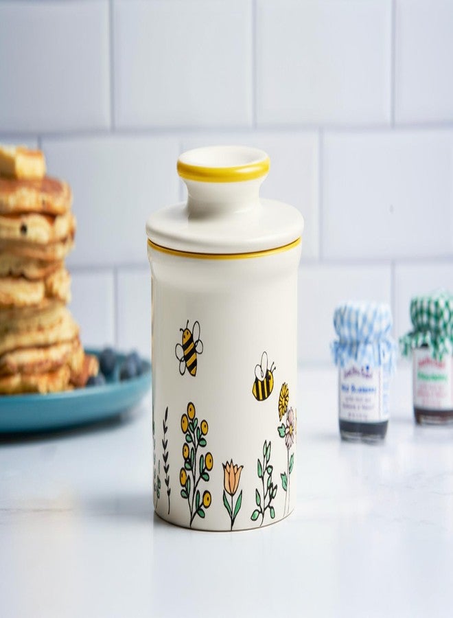 Kook Butter Keeper Dish, French Ceramic Crock with Lid, Embossed Container, For Soft Butter, (Meadow) - Image 4