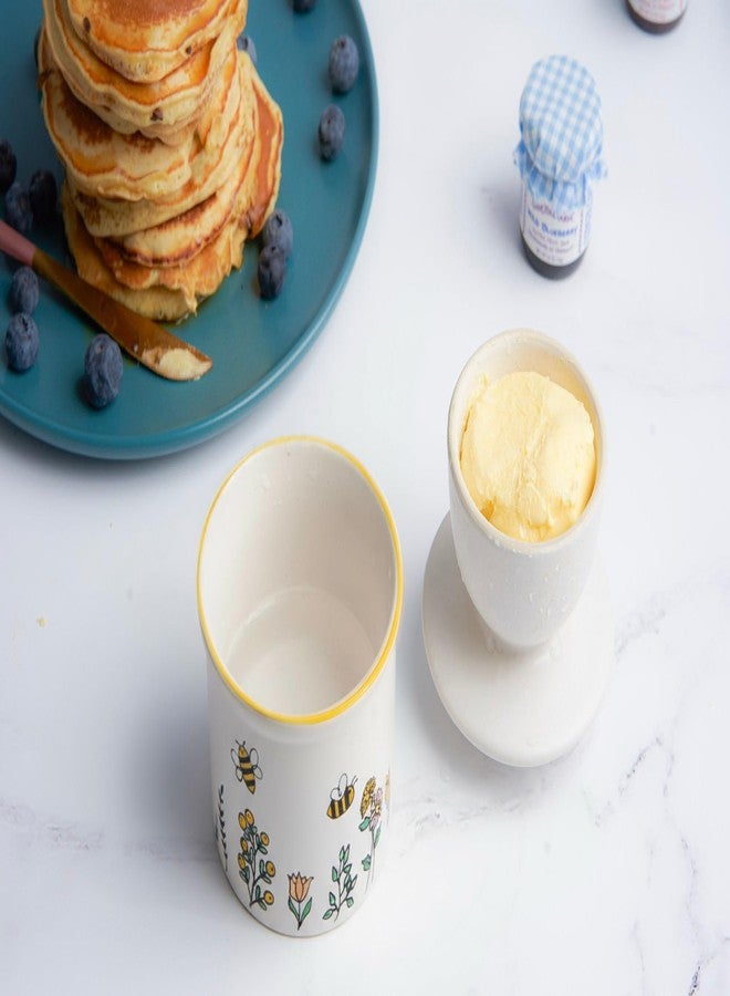 Kook Butter Keeper Dish, French Ceramic Crock with Lid, Embossed Container, For Soft Butter, (Meadow) - Image 3