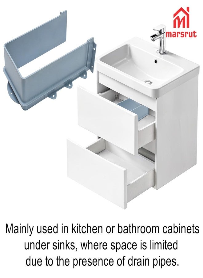 Marsrut Under Sink Pipe Covers for Bathroom Cabinet, U Shaped Plastic Cut-Out Under Basin Pipes Cover for Kitchen, PVC Recessed Baffle Cover for Drain Bath, Drawer Pull Out, Bottom Drainage Grommet (Blue, B) - Image 3