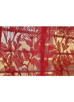 BY HEART HOME DECOR BY HEART HOME DECOR Zara Tisssue Eyelet Net Transparent Red Door Curtains for Living Room Bedroom Office 7 Feet Set of 2  - Image 3