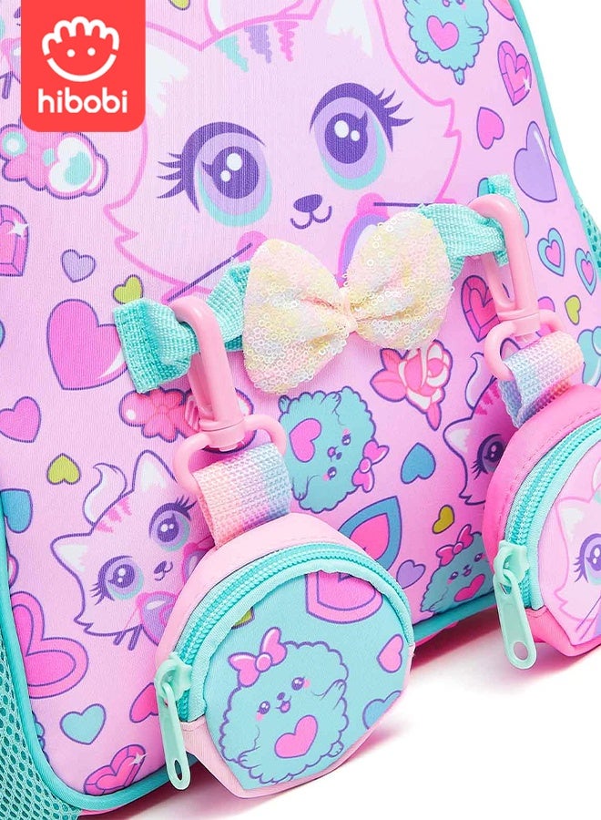 hibobi 3PCS Cat Backpack Set for Girls – Includes Lunch Bag & Coin Pouch – Ergonomic & Lightweight, Waterproof & Durable – Perfect for Girls Aged 3–6 – Back-to-School Gift - Image 5