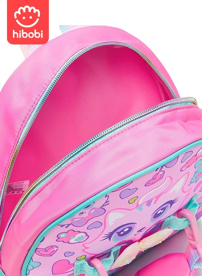 hibobi 3PCS Cat Backpack Set for Girls – Includes Lunch Bag & Coin Pouch – Ergonomic & Lightweight, Waterproof & Durable – Perfect for Girls Aged 3–6 – Back-to-School Gift - Image 4