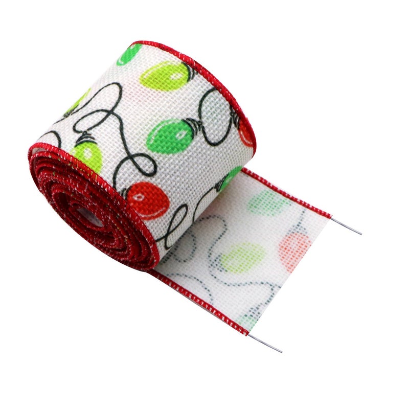 6.3 cm Christmas Burlap Wire Edge Ribbon with Overlock Tape for DIY Bow Hairpin Decoration (5 Yards/Roll) - Image 1