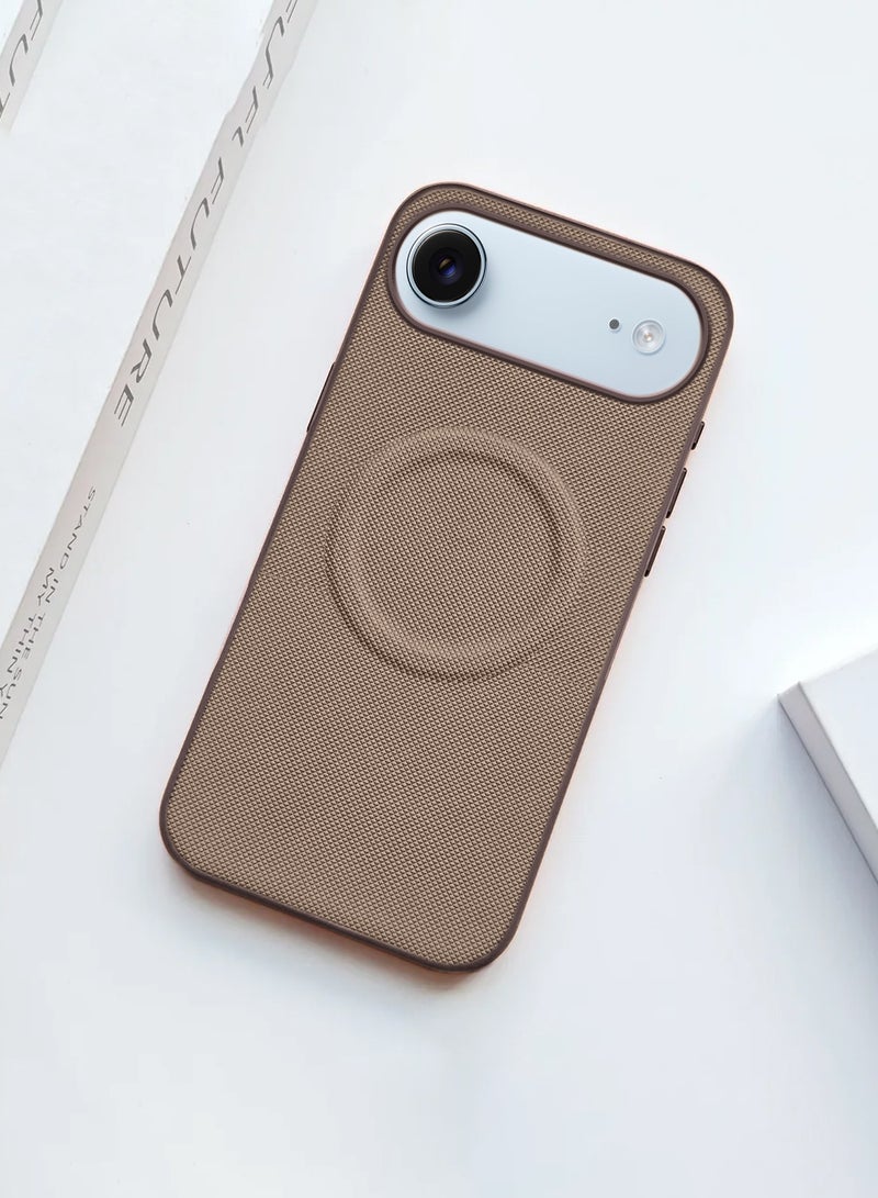 Wtech Apple iPhone Air 5G 2025 Luxury High Quality Magnetic Silicone Sides Case Cover (MCRPSN) - Brown - Image 2