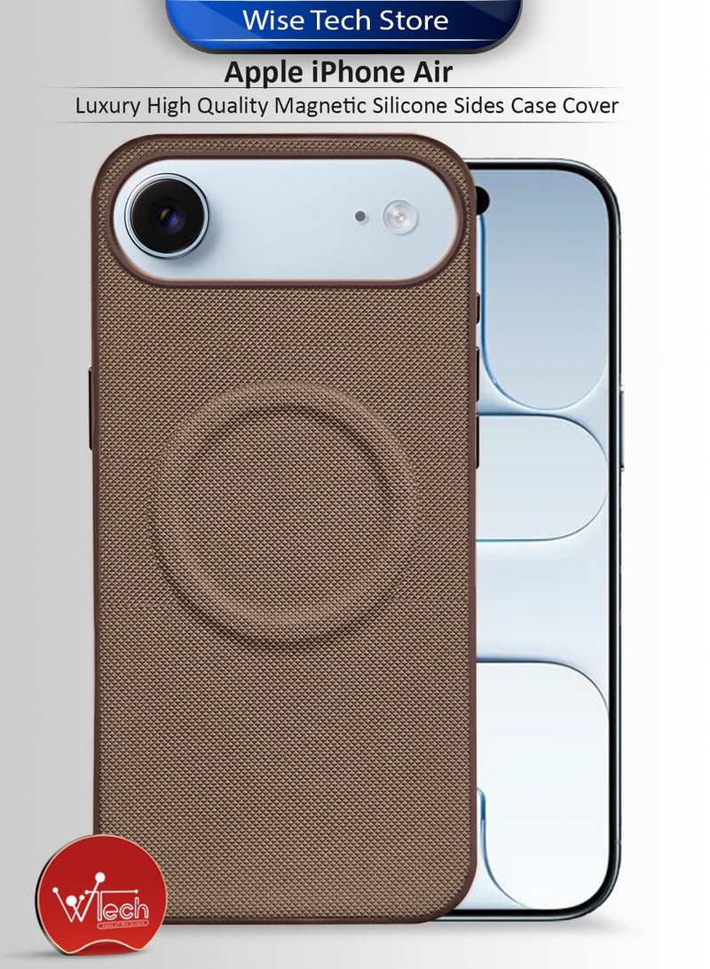 Wtech Apple iPhone Air 5G 2025 Luxury High Quality Magnetic Silicone Sides Case Cover (MCRPSN) - Brown - Image 1