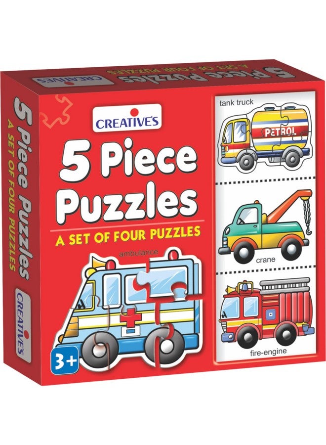 Creative's Creative's 5 Piece Puzzles | Educational Jigsaw | Fun With Learning Toy Game | Special Vehicle 5 Piece Puzzles | Knowledge Of Special Vehicle (Tank Truck, Crane, Fire Engine, Ambulance) For Kids 3 &Up  - Image 1