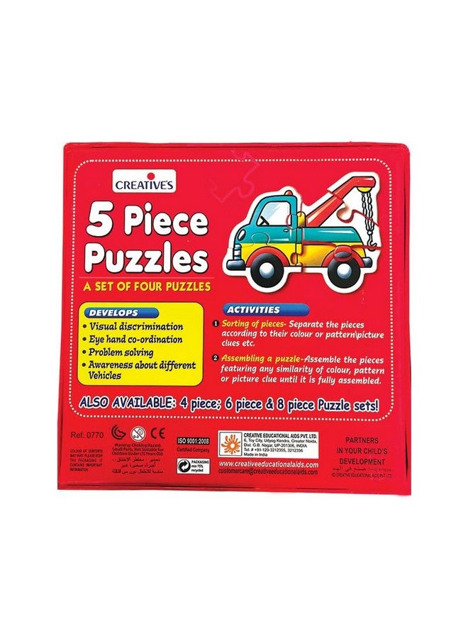 Creative's Creative's 5 Piece Puzzles | Educational Jigsaw | Fun With Learning Toy Game | Special Vehicle 5 Piece Puzzles | Knowledge Of Special Vehicle (Tank Truck, Crane, Fire Engine, Ambulance) For Kids 3 &Up  - Image 3
