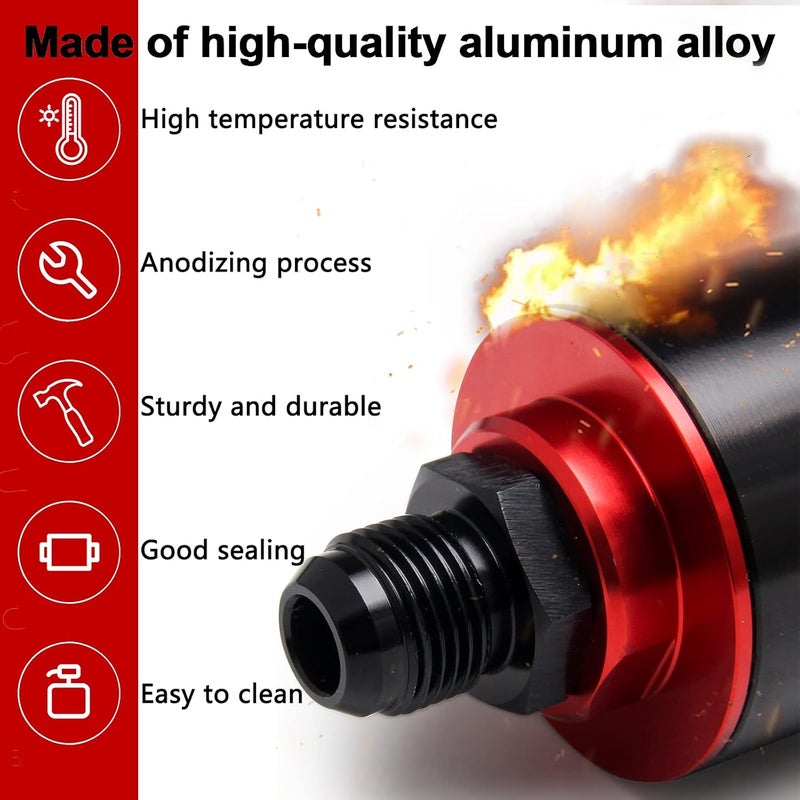 HTRACING Inline Fuel Filter Kit with 6AN 8AN 10AN Adapters - 50mm 100 Micron Flow for Gasoline, E85, and Diesel - Image 5