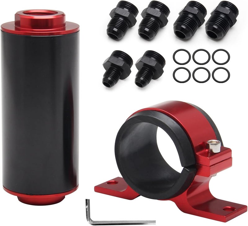 HTRACING Inline Fuel Filter Kit with 6AN 8AN 10AN Adapters - 50mm 100 Micron Flow for Gasoline, E85, and Diesel - Image 1