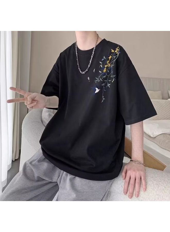 Light Luxury Printed Pure Cotton Short Sleeve T-Shirt – Casual, Instagram Style