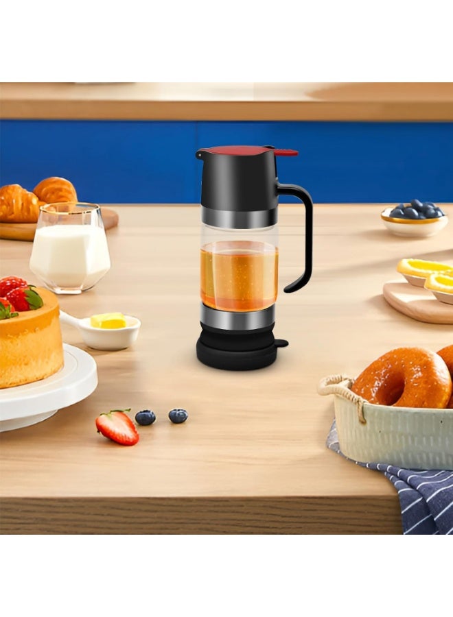 9OZ Honey Dispenser With Handle - No Drip Glass Syrup Container for Coffee Bar, Honey Pot and Jar - Black - Image 2