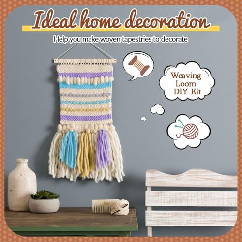 Haoser 7 Pcs Wooden Weaving Loom Kit for Beginners | DIY Yarn Craft Frame with Comb, Needle, Crochet Hook, Stick | Hand Loom for Adults & Kids – 11.8 x 7.9 Inch & 8 x 5.3 Inch Set - Image 4