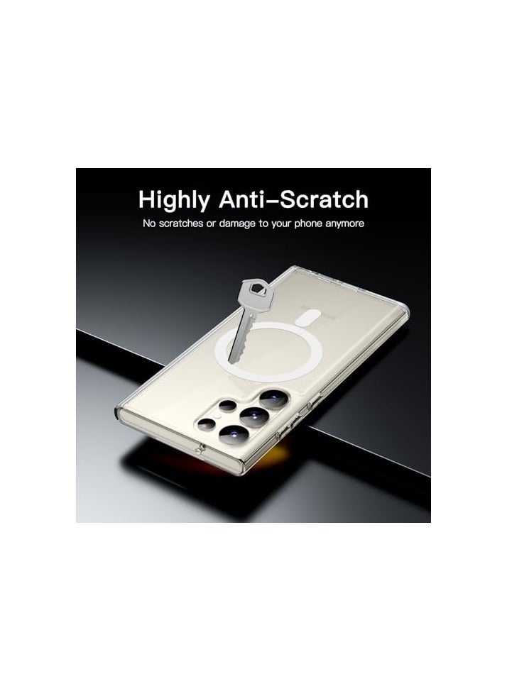 جي تيك حافظة JETech مغناطيسية لهاتف Samsung Galaxy S23 Ultra مقاس 6.8 بوصة، متوافقة مع MagSafe، غطاء هاتف واقٍ مقاوم للصدمات، ظهر صلب غير أصفر من البولي كربونات (شفاف) - Image 3