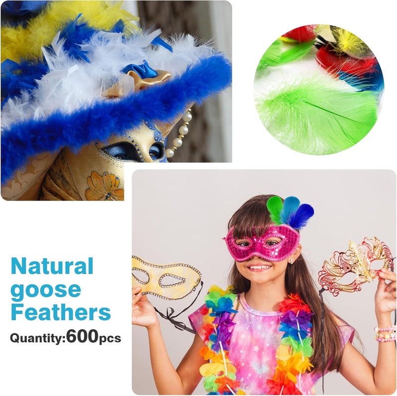 Flying feathers White 600pcs Colorful Feathers 20 Colors Craft Feathers 3-5 Inches Assorted Rainbow Colors Feathers for Kids Handmade Wedding DIY Decorations Natural Feather - Image 4