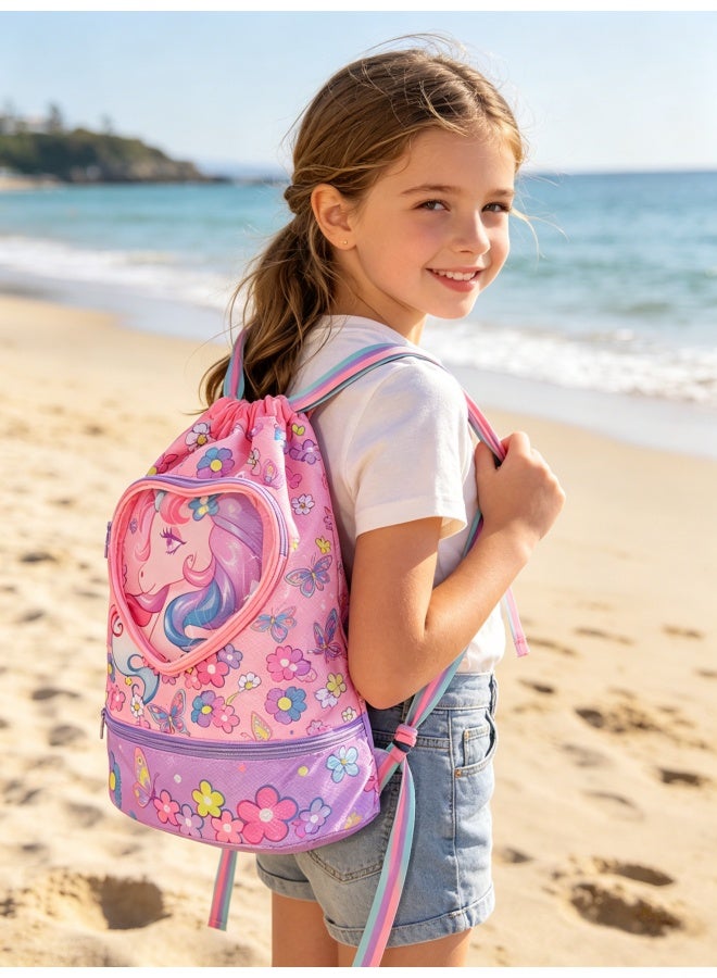 Five dream house Kids Swim Bag Double Waterproof Swimming Backpack for Kids Boys Swim Bag with Wet Dry Separation and Independent Shoe Compartment 25.5×13×41cm - Image 3