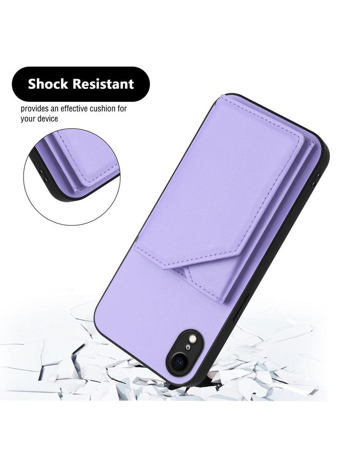 اس-توب جراب لهاتف iPhone XR مصنوع من الجلد مع أربع فتحات للبطاقات وحزام معصم - Image 3