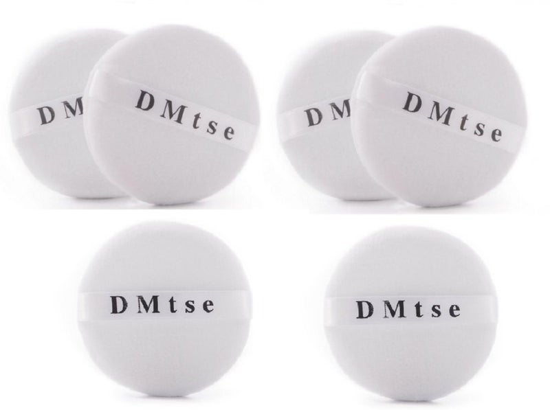 DMtse Set of 6 Round Velour Powder Puff Soft in White