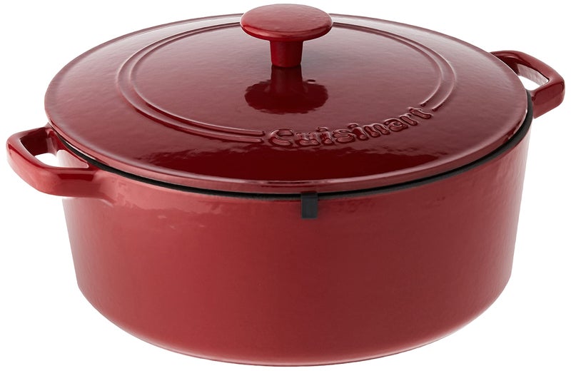 Cuisinart Chefs Classic Enameled Cast Iron Round Covered Casserole Cardinal Red 7 Quart