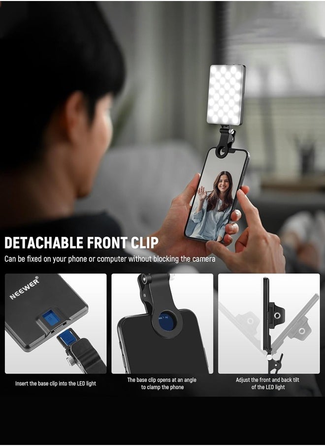 Joshberg 60-LED Selfie Light with Front & Back Phone Clip, 2000mAh Rechargeable CRI 95+,3 Light Modes,Portable Clip on Light for Phone/Tablet/Laptop, Makeup, Selfies, Vlogs, Video Conferences on Smartphones  - Image 2