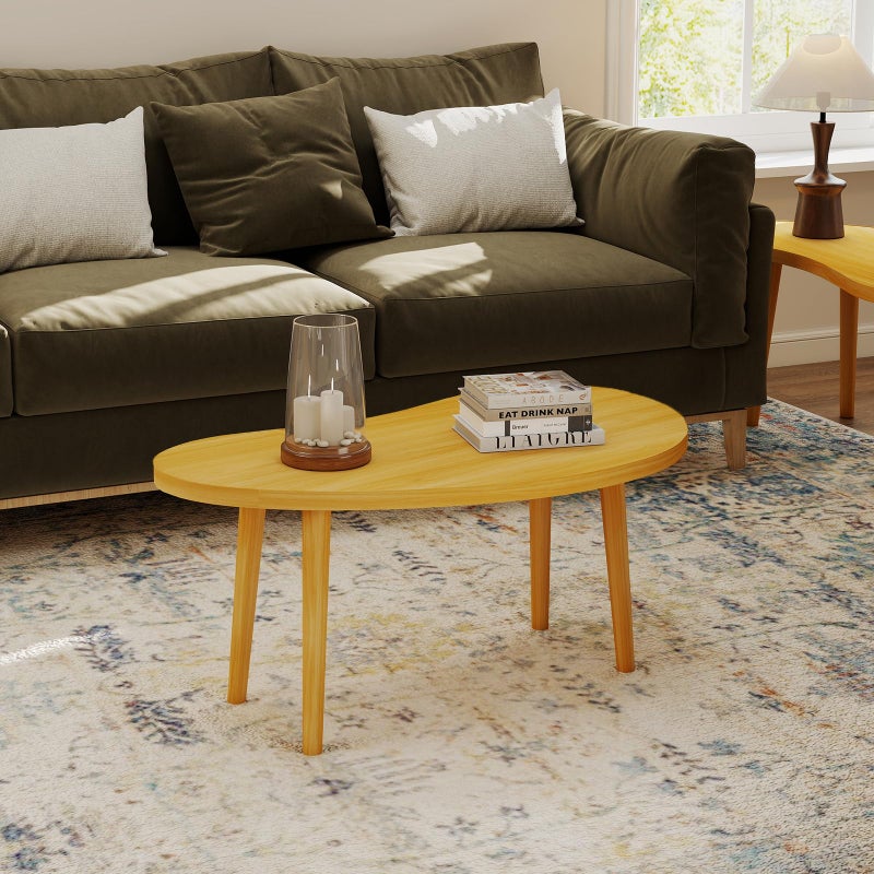 Funecy Coffee Table Low Table with Solid Wood Sturdy Legs, Floor Table Desk for Sitting on The Floor, Storage and Living Room Furniture (Natural-Mango) - Image 3