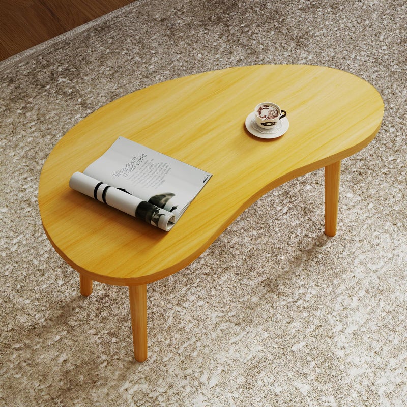 Funecy Coffee Table Low Table with Solid Wood Sturdy Legs, Floor Table Desk for Sitting on The Floor, Storage and Living Room Furniture (Natural-Mango) - Image 5