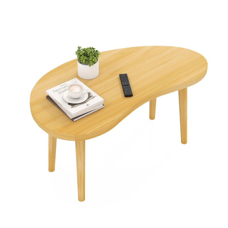 Funecy Coffee Table Low Table with Solid Wood Sturdy Legs, Floor Table Desk for Sitting on The Floor, Storage and Living Room Furniture (Natural-Mango) - Image 1