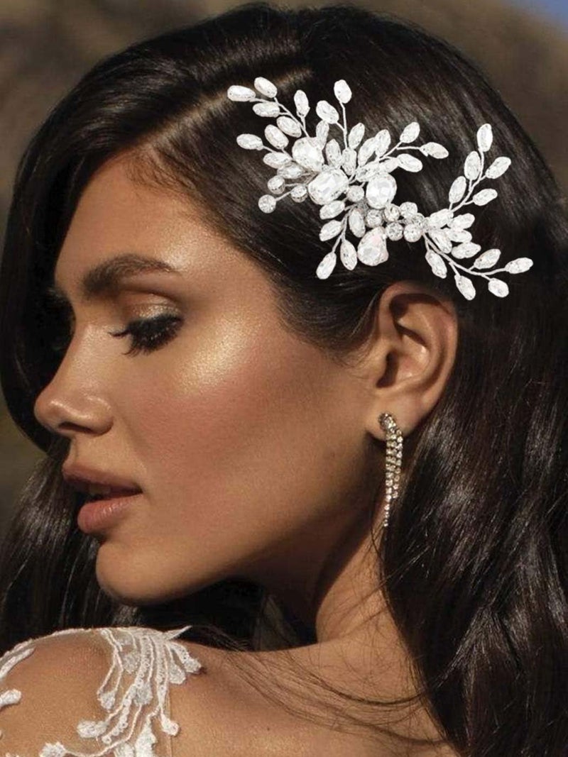 Catery Crystal Bride Wedding Hair Comb Silver Side Combs Bridal Hair Piece Clips Headpiece Hair Accessories for Women and Girls
