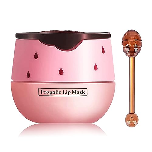 Loobexery Strawberry Lip Balm Honey Pot Strawberry Lip Mask Propolis Moisturizing Hydrating Prevention Dry and Cracked Lip Scrubs Exfoliator1Strawberry