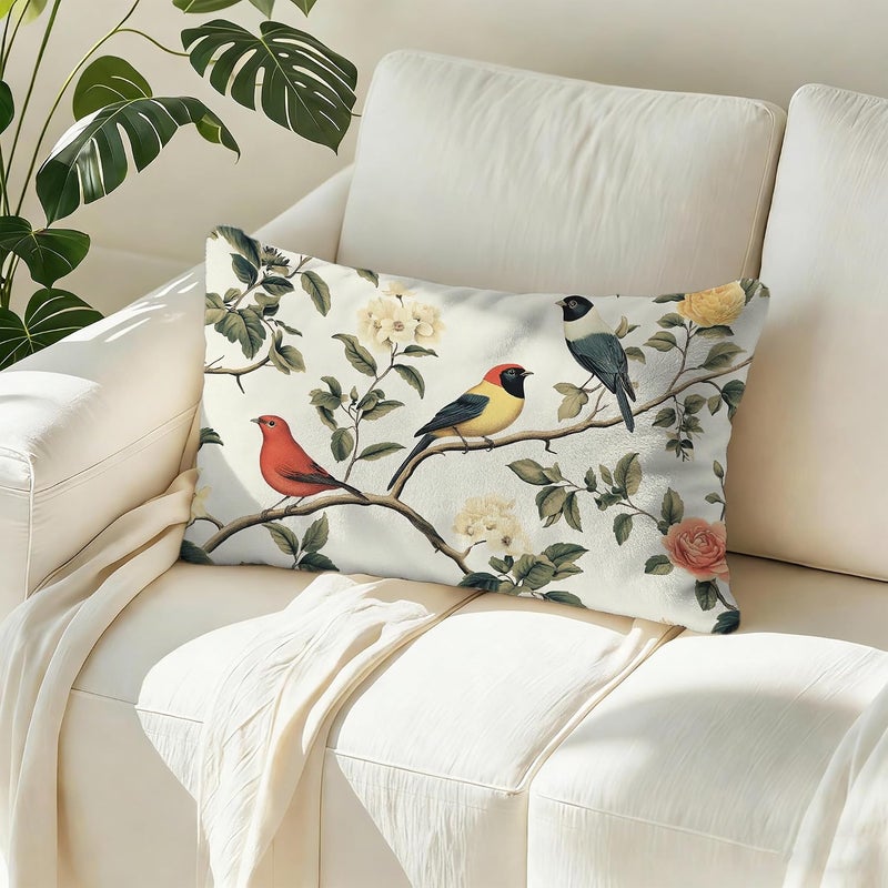 Identiy Birds and Flowers Throw Pillow Cover 12x20 Inch Pack of 1, Vintage Colorful Floral Bird Decorative Pillow Case, Lumar Cushion Pillow Cover for Home Sofa Couch Indoor Outdoor - Image 5