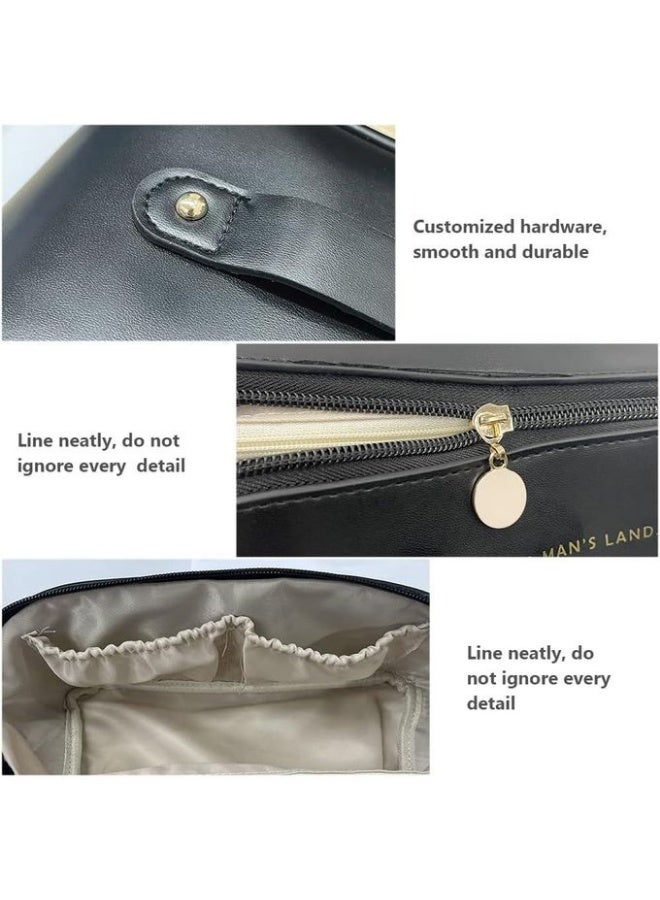 شنطة ميكب حجم كبير ومنظمه اكثر من جيب شكل عصرى  تصلح  للسفر لون اسود - Image 2