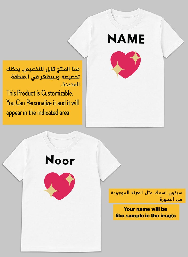 لوحة تيشيرت قطن قابل للتخصيص باسمك مع تصميم قلب أحمر - Image 2