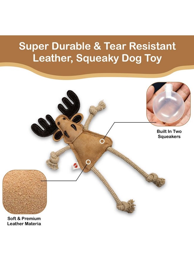 SPOT Dura-Fused Leather Forest Animals - Dog Toy with Squeaker and Rope Limbs, Real Leather and Jute Chew Toy, Durable No-Stuffing Toy For Light to Moderate Chewers - 14in, Assorted Styles, 1 Piece - Image 2