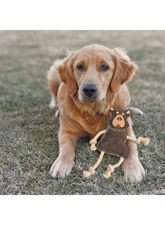 SPOT Dura-Fused Leather Forest Animals - Dog Toy with Squeaker and Rope Limbs, Real Leather and Jute Chew Toy, Durable No-Stuffing Toy For Light to Moderate Chewers - 14in, Assorted Styles, 1 Piece - Image 3