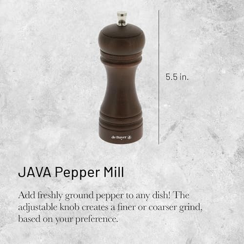 de Buyer JAVA Pepper Mill, Dark - 5.5” - Stainless Steel & Beechwood - Includes Knob to Adjust Grind Size - Corrosion Resistant - Made in France - Image 2