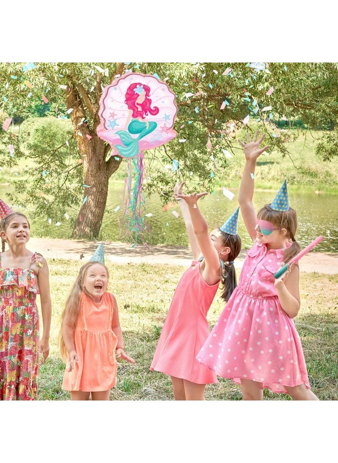 Ferraycle - Mermaid Small Pinata With A Blindfold Bat And Confetti Mermaid Pinatas For Birthday Party Girl Mermaid Birthday Decorations For Carnival Game Sea Ocean Theme Party Supplies - Image 1