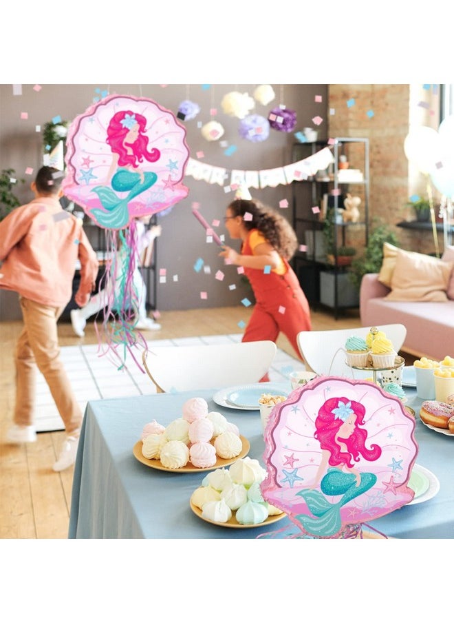 Ferraycle - Mermaid Small Pinata With A Blindfold Bat And Confetti Mermaid Pinatas For Birthday Party Girl Mermaid Birthday Decorations For Carnival Game Sea Ocean Theme Party Supplies - Image 1