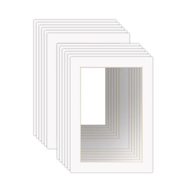ZBEIVAN 5x7 White Picture Mats with Core Bevel Cut Frame Mattes for 4x6 Pictures Pack of 12