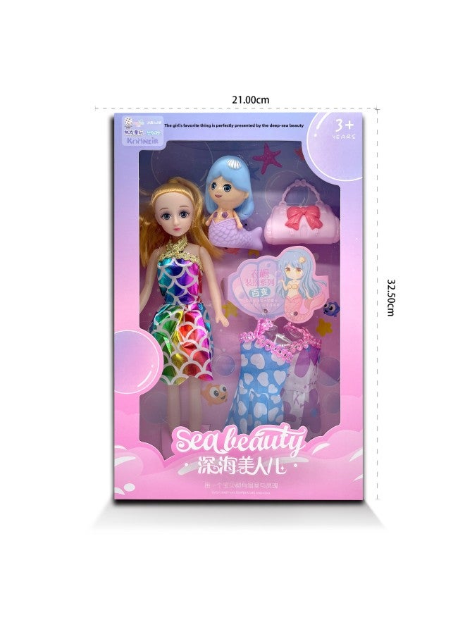 مجموعة Play House Bobby Doll Girl Faux Princess Set Toy Gift Box Girl هدية مؤسسية - اللون: 125-76 حورية البحر Princess مجموعة تنورة حورية البحر】 - Image 1