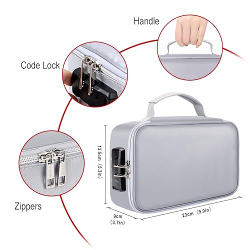 ENGPOW Small Fireproof Storage Organizer Case with Lock(9”x 5.3”x 3.7”), Soft Money Safe Coin Organizer Wallet Bag for Cash,Card,Passport,Check,Bill,Travel Home Organizer Carrying Case,Silver - Image 5
