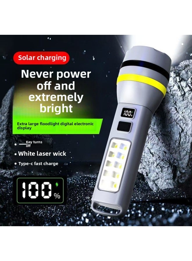 Solar Outdoor Lamp Strong Light Super Bright Flashlight Multi-function Long-range Waterproof Rechargeable Home For The Elderly