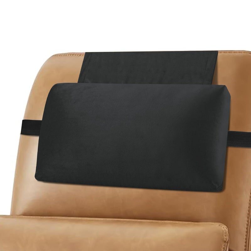 SofGlowly Head Recliner Pillow Adjustable Shredded Memory Foam Headrest Pillow for Recliners,Non-Slip Velvet Cushion for Pain Relief Neck Support Pillow for Travel Home Recliner Sofa Armchair (Black) - Image 1
