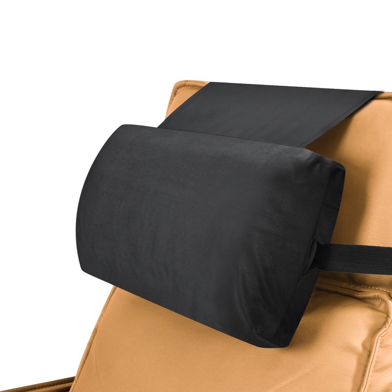 SofGlowly Head Recliner Pillow Adjustable Shredded Memory Foam Headrest Pillow for Recliners,Non-Slip Velvet Cushion for Pain Relief Neck Support Pillow for Travel Home Recliner Sofa Armchair (Black) - Image 2