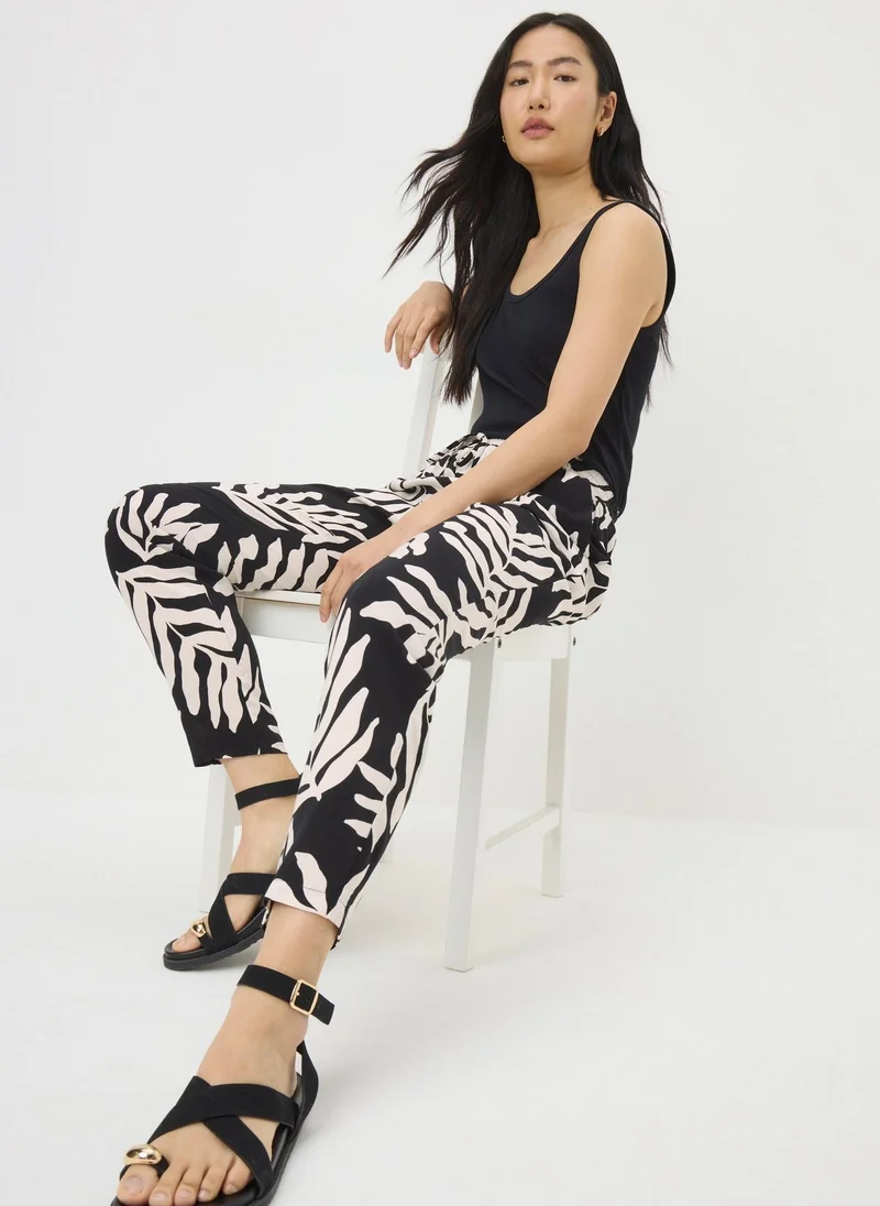 Matalan Black Leaf Tapered Trousers