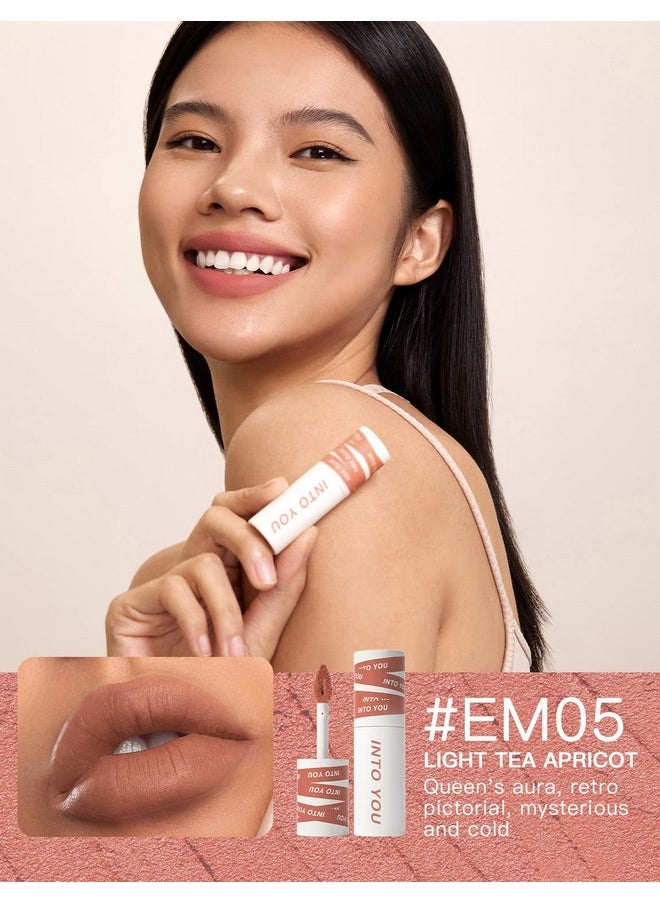 INTO YOU - Matte Lipstick Lip Mud, Waterproof Long Lasting Smudge Proof Velvet Lip Stains, Multipurpose For Lip And Cheek, Nonstick Cup Not Fade Lip Gloss Makeup Cosmetics Official Directly (Em05) - Image 1