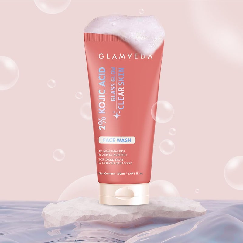 Glamveda غلامفيدا غسول الوجه 2% حمض كوجيك | مع النياسيناميد وألفا أربوتين | غسول يومي للوجه يقلل من البقع الداكنة وتفاوت اللون، التصبغ والشوائب | ينظف ويضيء البشرة | لجميع أنواع البشرة | 150 مل - Image 5