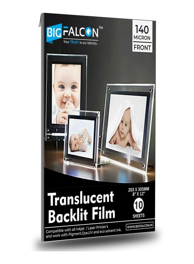 BIGFALCON Translucent Backlit Film 10 sheets of 8" x 12"/ Super Bright Backlight Film for all Inkjet printers & Laser Copiers, Specialized for LED Lightbox | LED Window Displays (Pack of 1) - Image 1