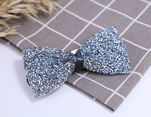 Elfeves Men Blue Silver Adult Ties Yourself Kids Bow Ties for Wedding Party Fancy Bowtie - Image 2